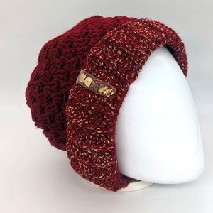 NODS Vivid Burgundy Block Stitch Beanie (D-009)